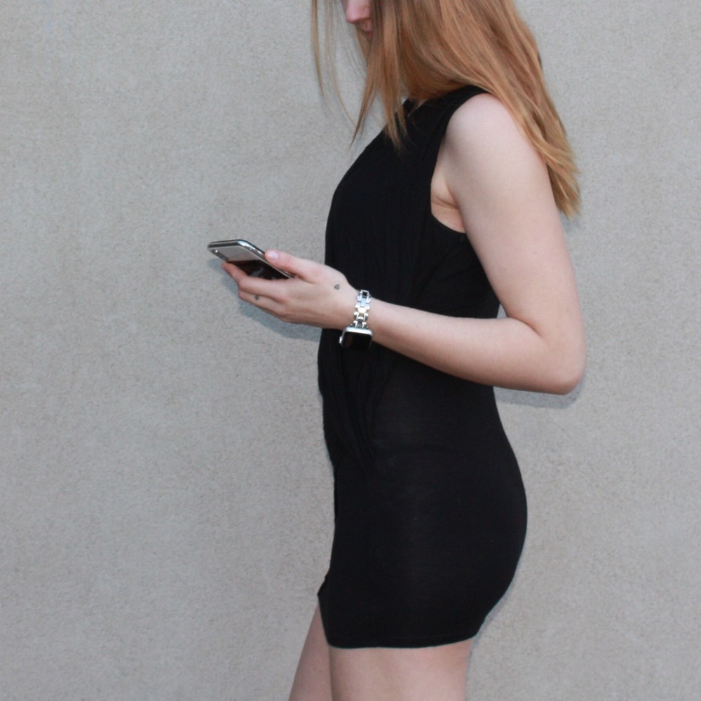 Super soft stretchy black mini dress or can be worn as a top
